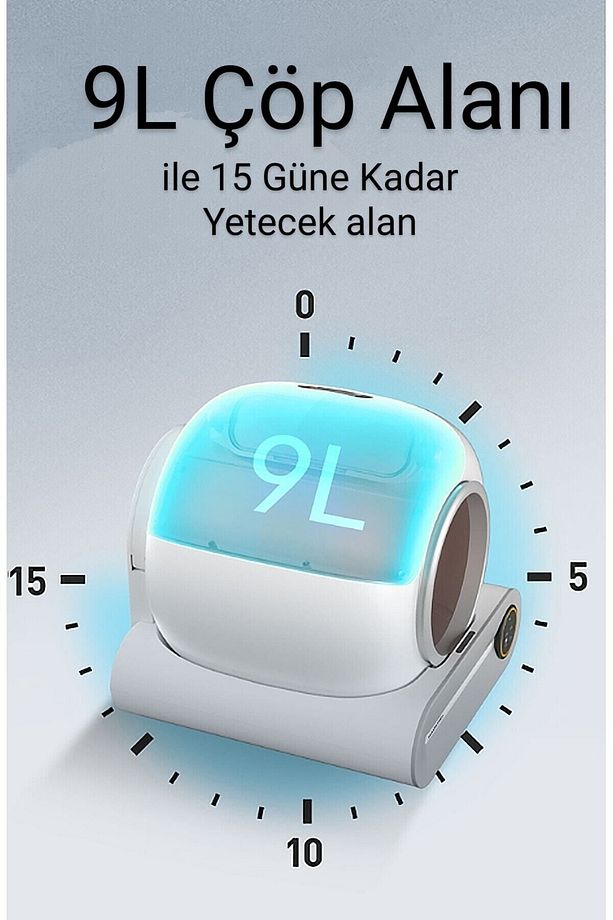 BF01 Akıllı Otomatik Kedi Tuvaleti, App Kontrol, 65lt Hazne, 9lt Çöp haznesi-UV Temizleme - 4