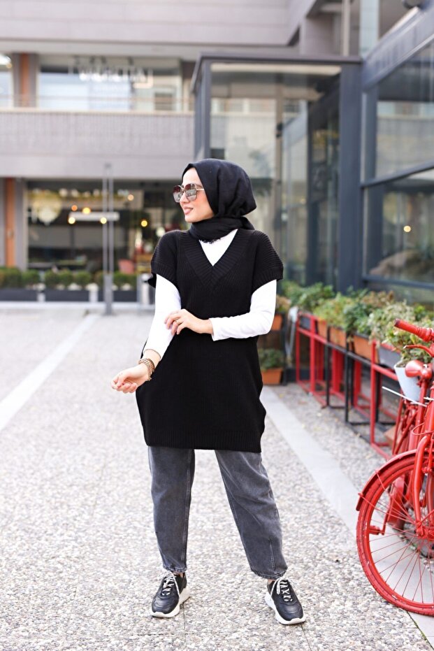 Kadın Siyah Süveter - 3