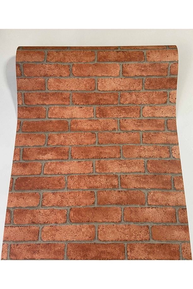 Turuncu Tuğla Duvar Desenli Kendinden Yapışkanlı Folyo Kağıt Kaplama 45 Cm X 5 Metre - 1