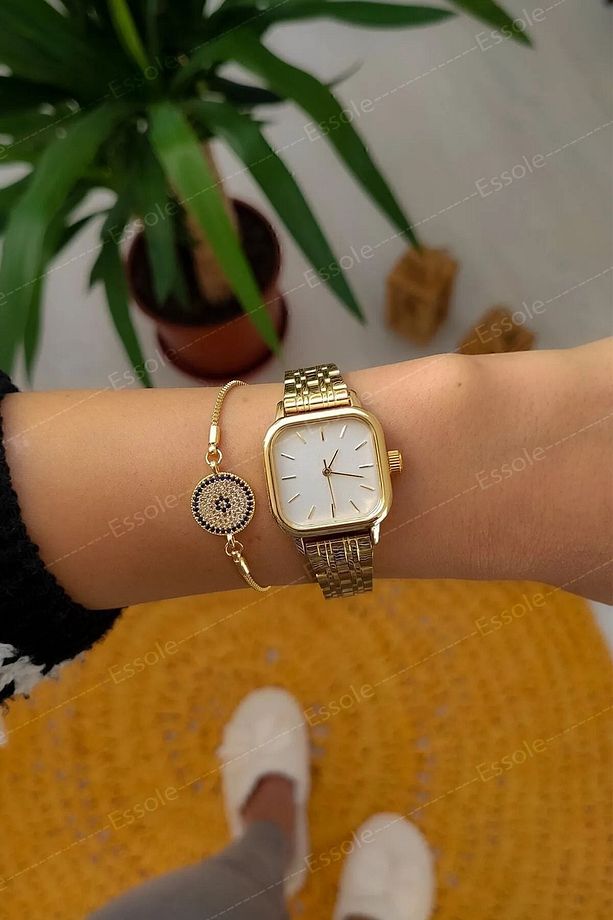 Minimal Kare Kadran Çelik Kordon Retro Kadın Kol Saati - 2