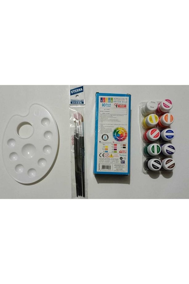 10 Lu Guaj Boya-4 Lü Fırça Set-1 Adet Palet - 1