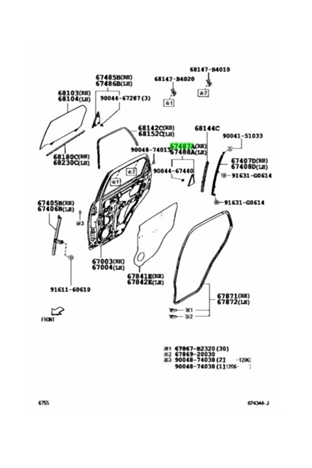 Rear Door Inner Butterfly Frame Set for Daihatsu Terios J2 - 2 Pieces - 3