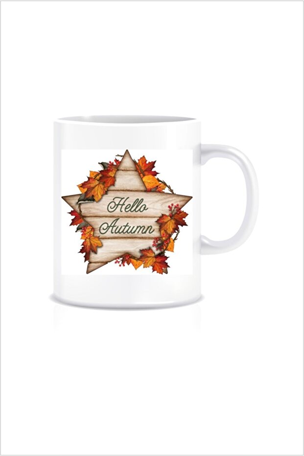 كوب زجاجي مطبوع عليه Hello Fall