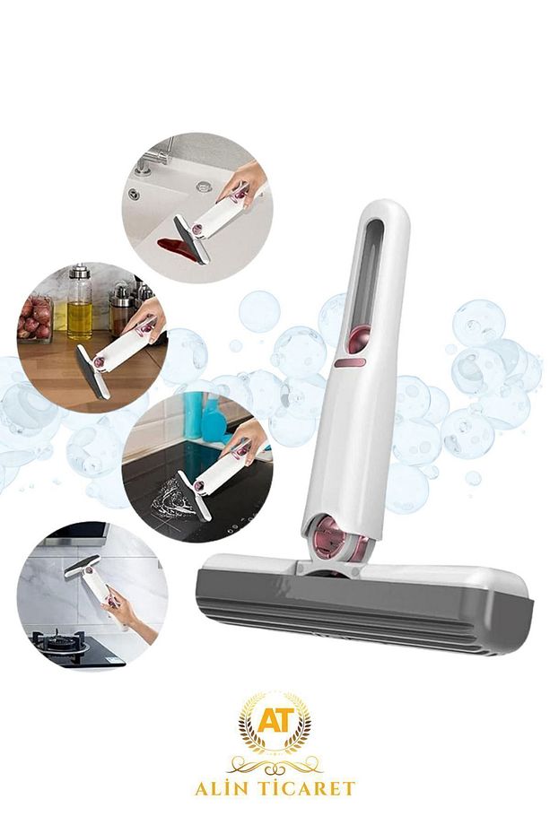 Taşınabilir Mini Mop Kendinden Sıkmalı Mini Temizlik Paspası / Mutfak-Araba-Banyo-Camlarda Kullanım - 4