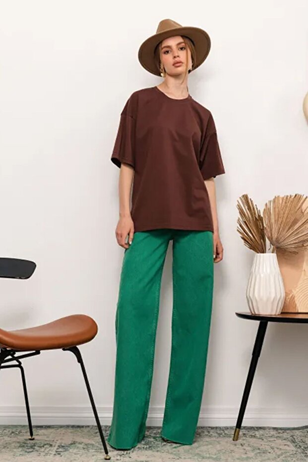 Unisex Pamuklu Oversize Basic Tshirt - 4