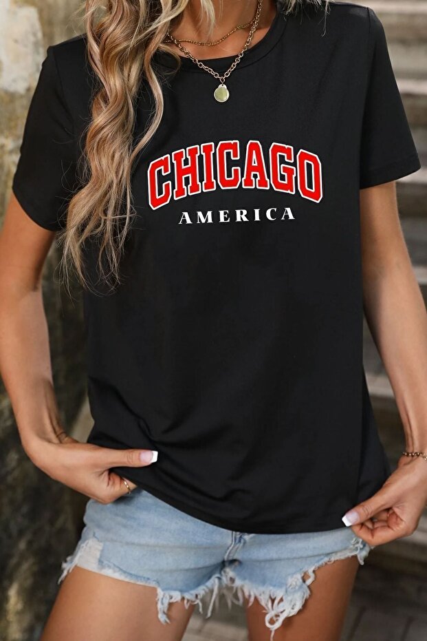 Copy - Unisex Chiago Printed Short Sleeve T-Shirt