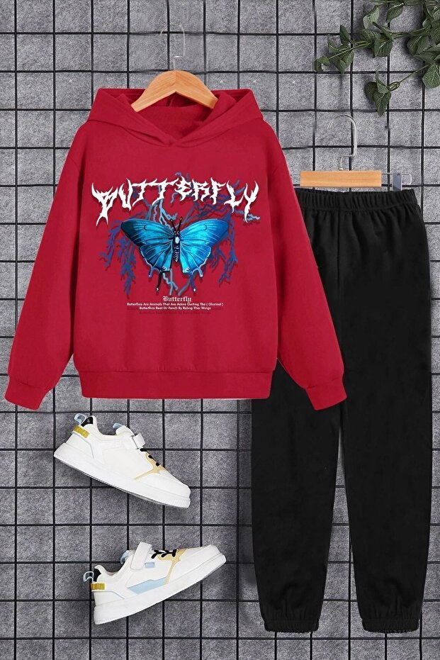 Kids Blue Butterfly Tracksuit Set