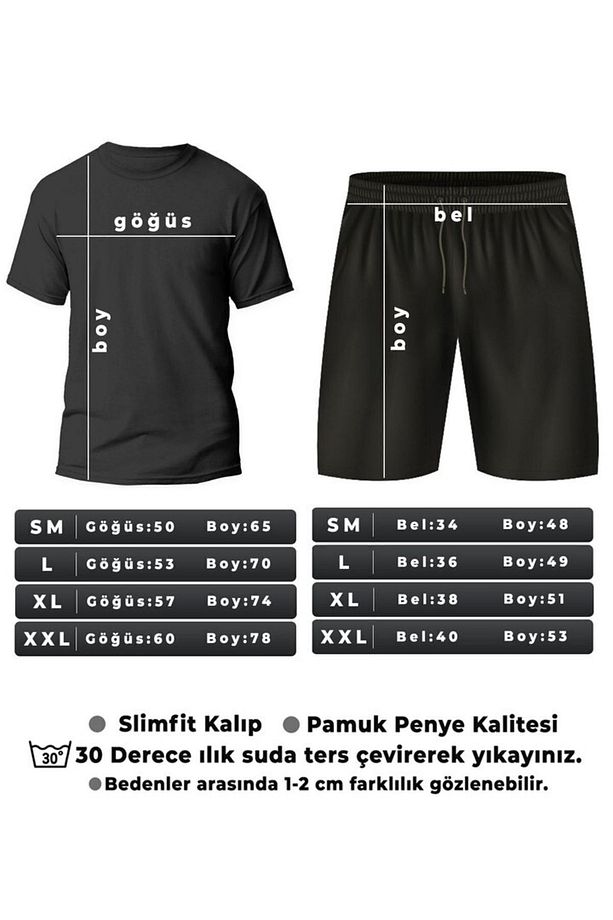 Kalp Baskı Şort Takım - 3