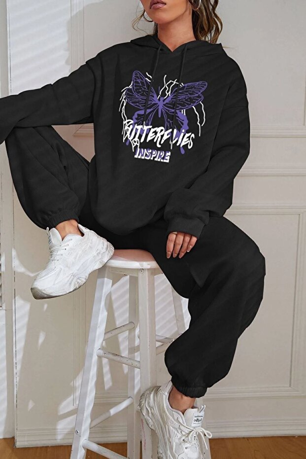 Unisex Butterfly Printed Tracksuit Set