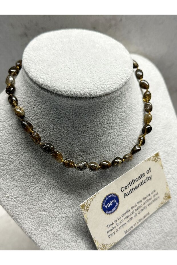 Earth Fossil Drop Amber Baby Necklace