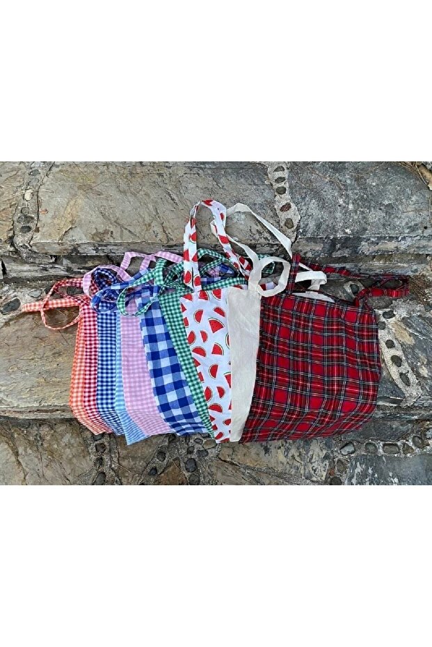 Gingham Patterned Cloth Shoulder Bag - 4