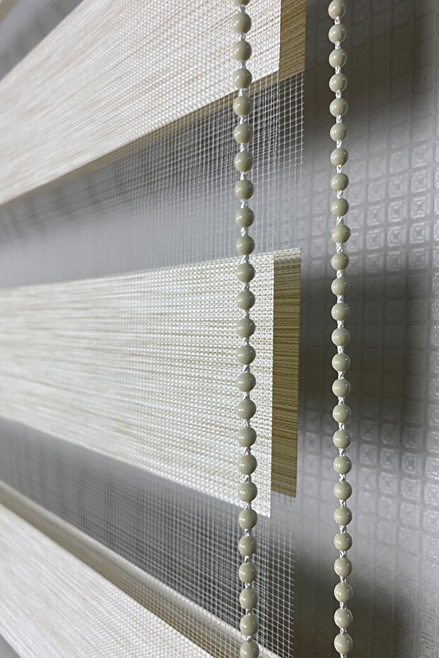 Ithal Bambu Krem Bambu Stor Zebra Perde Etek Dilimsiz - 2