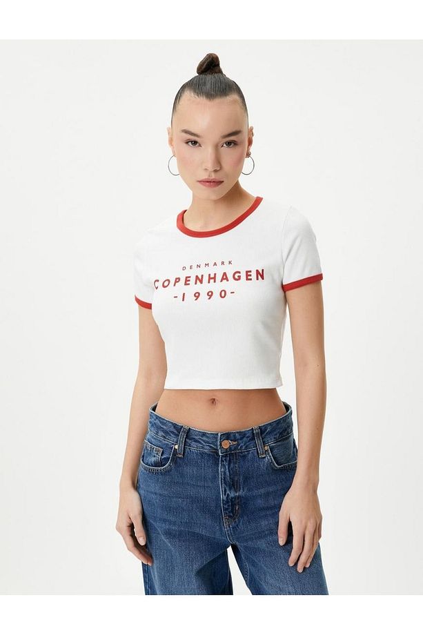 Kadın Kolej Crop Tişört - 3