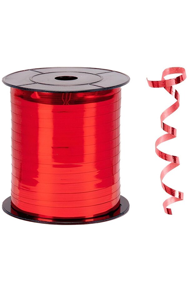 Metallic Red Color Raffia 8 Mm X 200 M - Extra Metallic - Balloon Rope - Balloon Bagging Rope