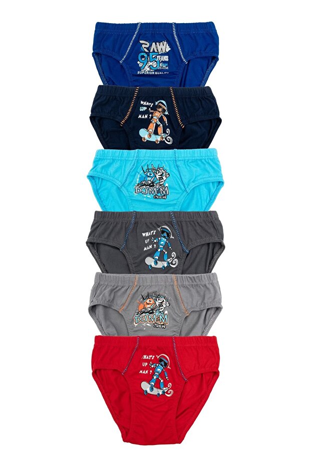 6-Piece Boys' Mixed Color Cotton Slip Panties