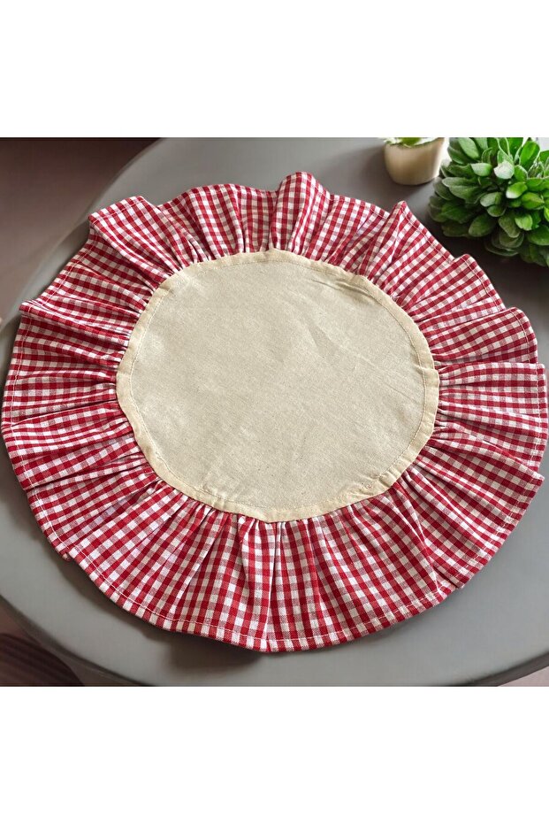 American Service Gingham Patterned Ruffled Plate 2 Pieces