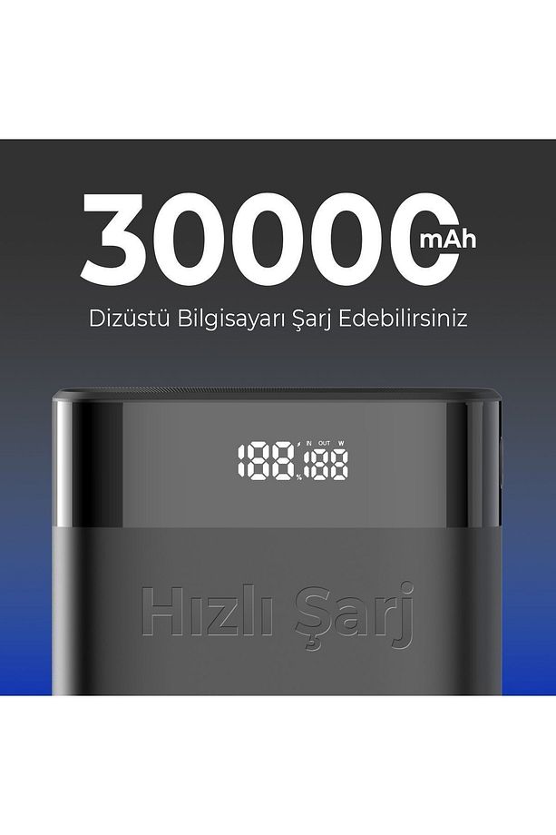 Pb140w 30000mah Usb Ve 2*type-c Pd 140w Üç Çıkışlı Dijital Ekranlı Powerbank Siyah - 3