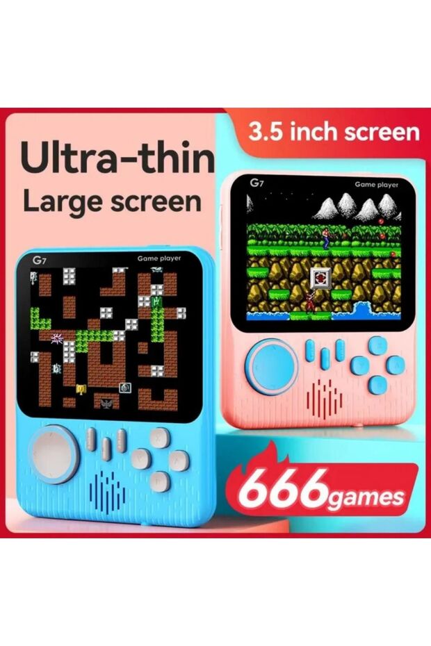 Mini Atari Taşınabilir 666 Adet Retro Oyun Konsolu 3.5 inç Ekran Çift Konsol Gameboy El Atarisi - 3