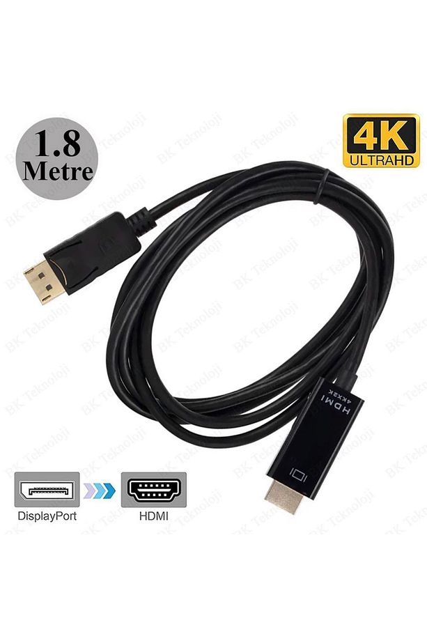 Yüksek Kalite 4K Displayport to HDMI Dönüştürücü Kablo - 1.8 Metre - 2