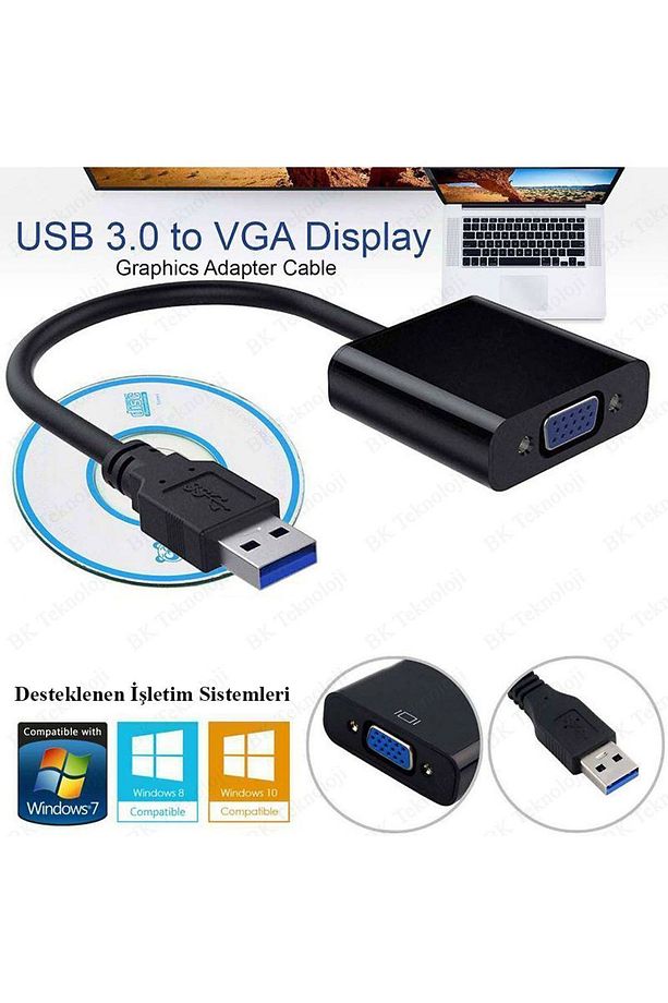 Usb 3.0 To Vga Dönüştürücü Harici Ekran Kartı Çoklu Monitör Adaptörü Win 7/8/10 - 2