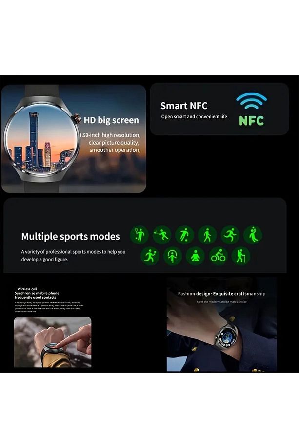 GT3 max* Watch Amoled Ekran Android ve iOS Uyumlu Arama Yapan NFC GPS Bluetooth bağlantılı - 5