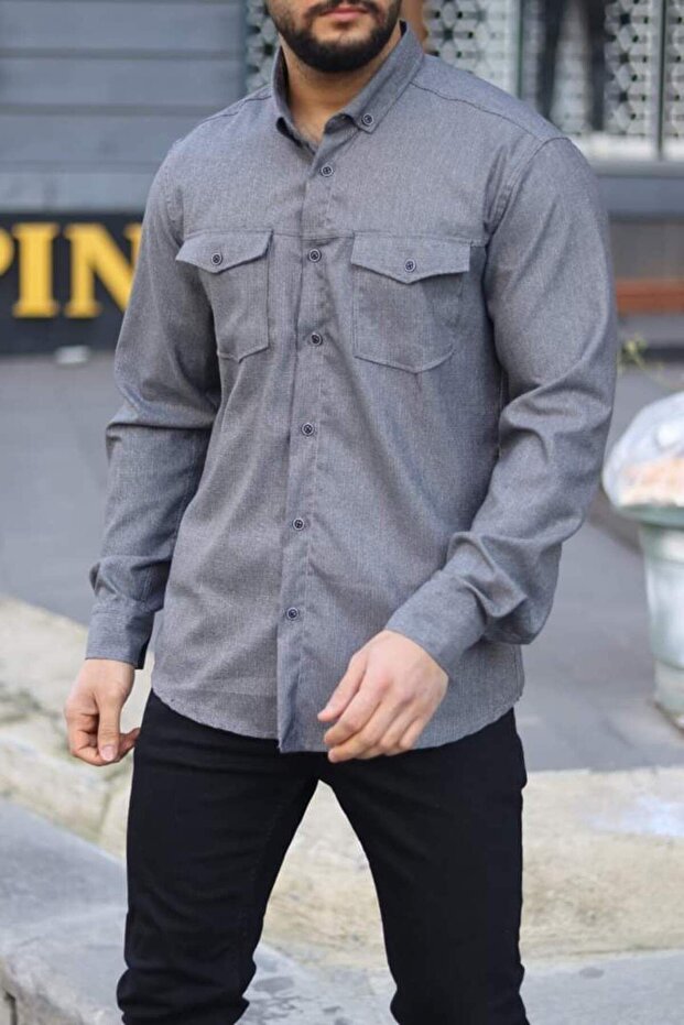 Çift cepli eklemeli gömlek - 1