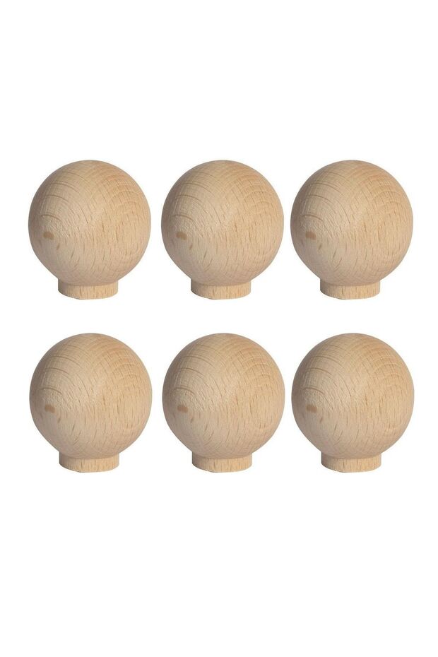 6 Adet Ham Ahşap Top Kulp Ahşap Yuvarlak Kulp