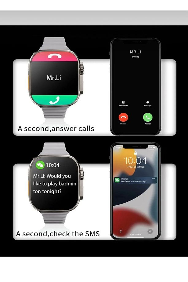 Watch 8 Ultra Uyumlu Akıllı Saat Ios  Andorid Destekli Arama Özeliği Sensörlü Lcd Ekran 3tuş - 4