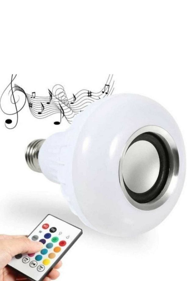Gece Lambası Bluetooth Hoparlör Rgb Ledli Lamba Kumandalı Mp3 Çalar Ampul Renkli Ampul - 1