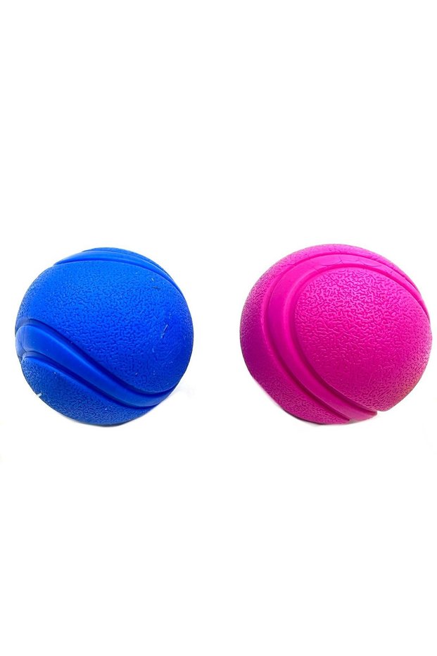 7.6cm Blue and Purple Soft Textured Dog Play Ball Set of 2