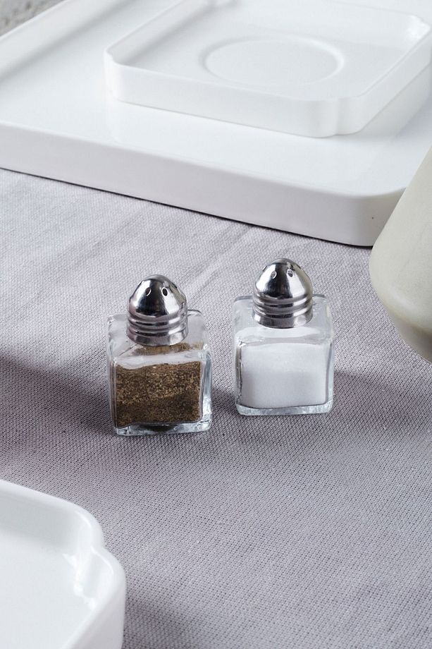 Salty Cam 2'li Tuzluk 20ml Mini Küp Tek Kişilik Tuzluk-karabiberlik Seti Paslanmaz Çelik Kapak - 7