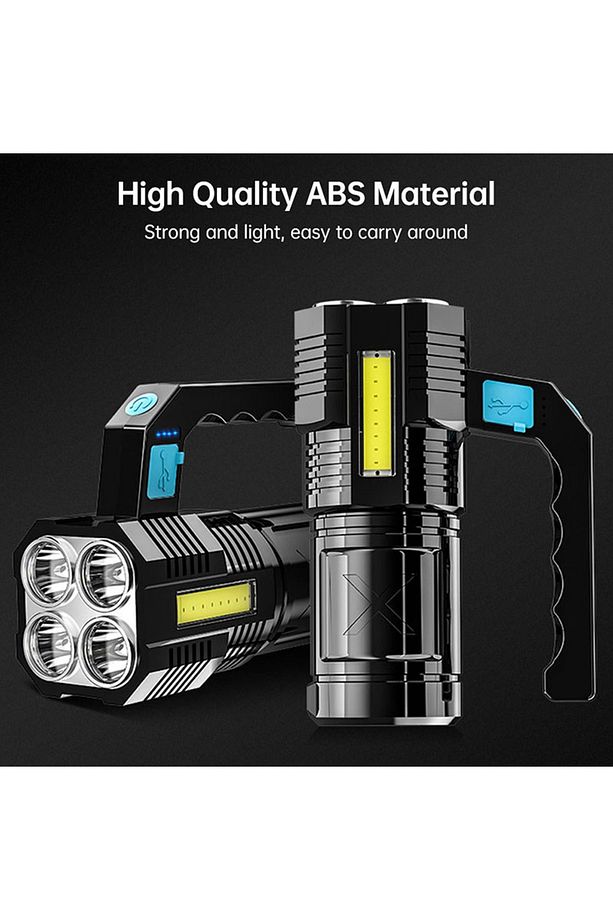 Usb Şarjlı Taşınabilir El Feneri Ultra Parlak Kademe Ayarlı Yan Cob Led Özellikli Uzun Menzil - 1
