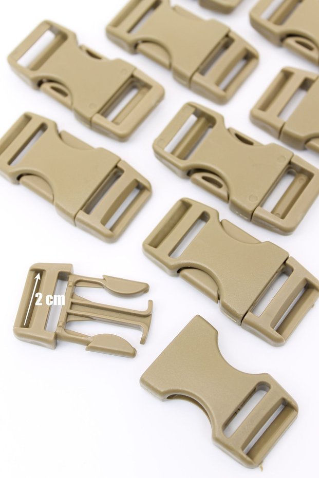 2 cm Plastic Military Lock Sand Color 10 Pieces Ds03