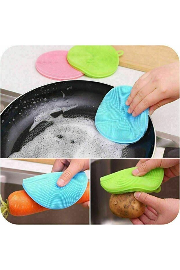 2 Pieces Silicone Dishwashing Brush Non-Exhausting