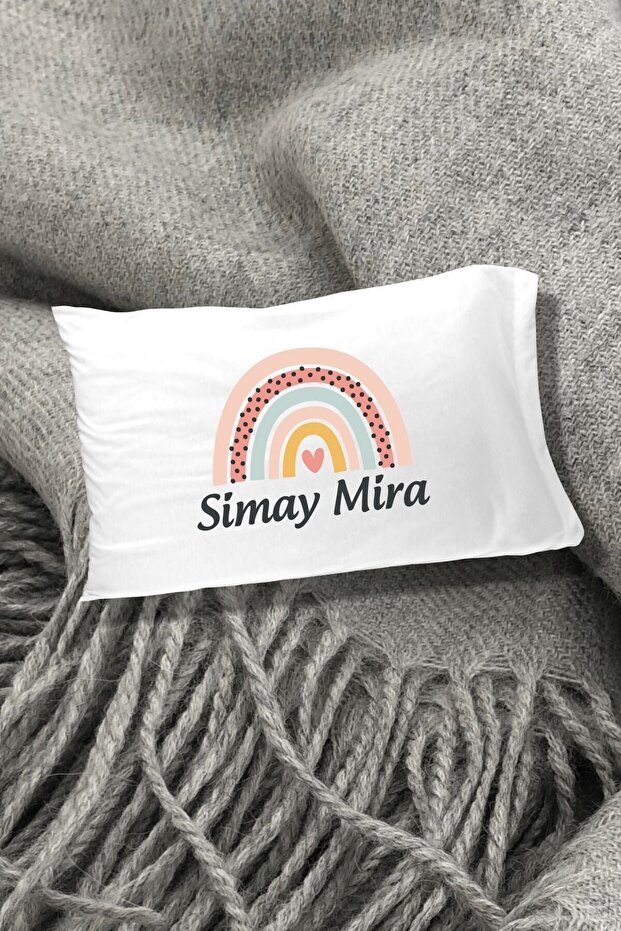 Bohemian Rainbow Printed Written Decorative Children's Pillow Case 50x70 Cm 1 Piece - White