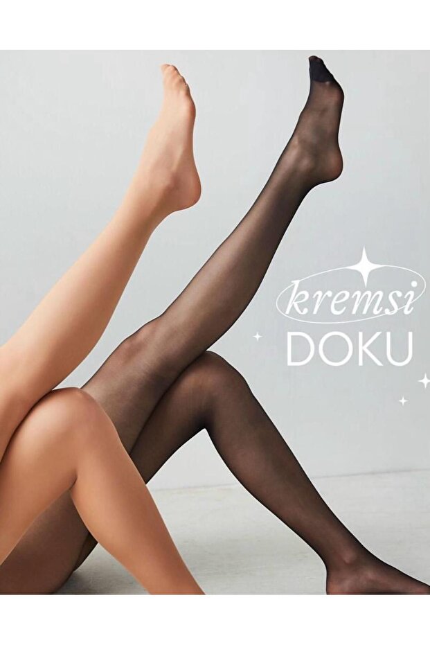 Cream Scented 20 Den Matte Thin Super Soft Women's 2-Piece Pantyhose - Black & Skin