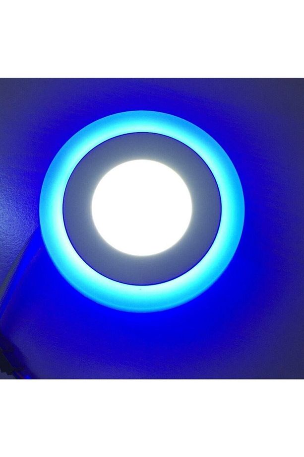 2 Adet Çift Renkli Hero Led Panel 3 3 Watt Dış Çapı 10 Cm Mavi-beyaz Iki Renkli Tavan Spot Lambası - 4