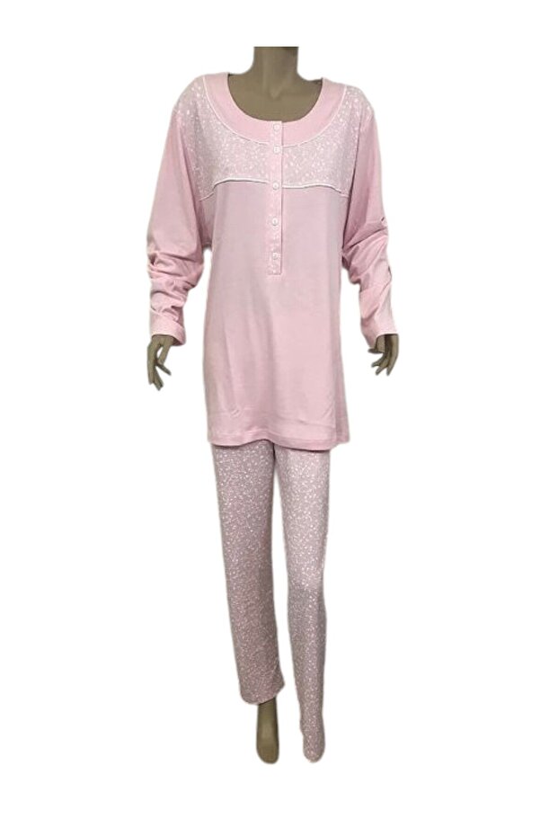 Women's Ultra Battal Placket Pajama Set-14275 Salmon