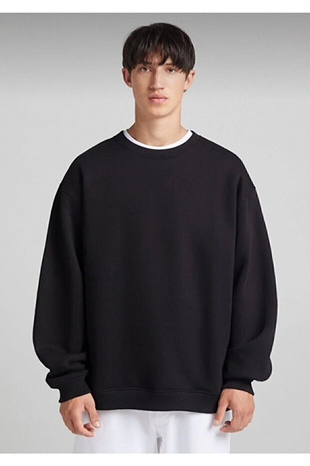 LUNAVISITA Cotton Unisex Oversize Basic Crew Neck Sweatshirt