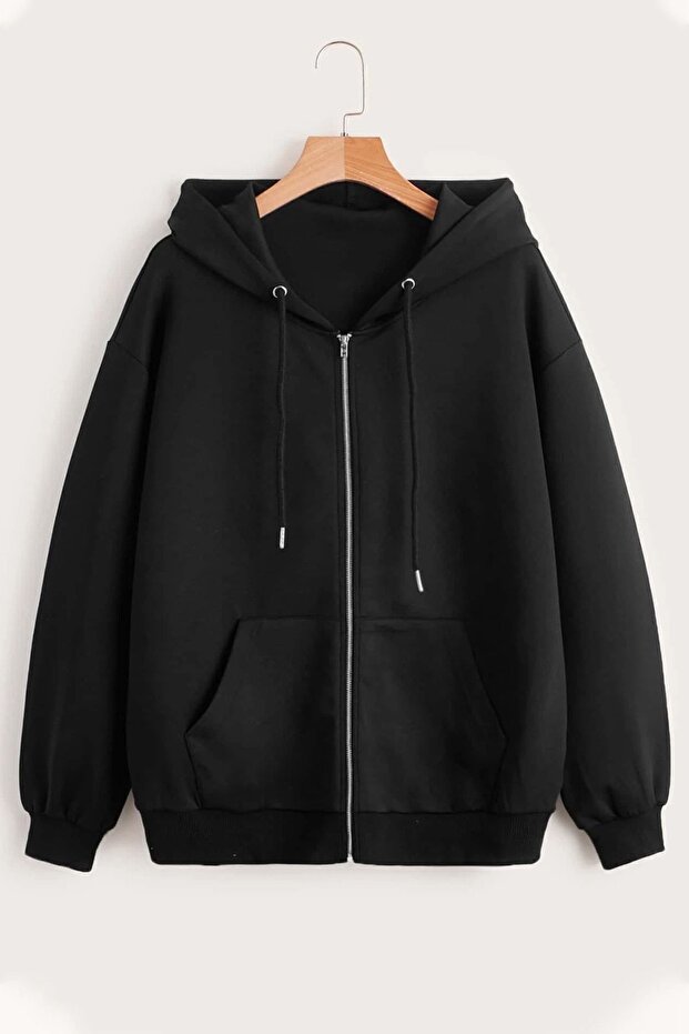 Bluza z kapturem i zamkiem błyskawicznym - 1