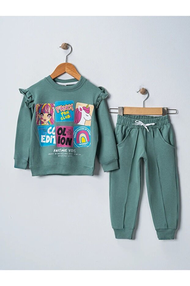 Girl's Frilly Cool Edition Printed Pocket Top and Bottom Set of 2