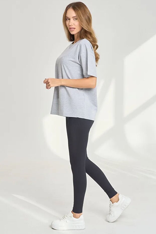 Unisex  Pamuklu Oversize Basic Tshirt - 4
