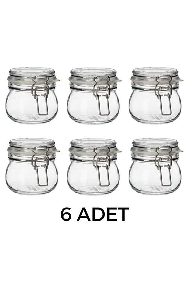Korken 6 Adet Kapaklı Cam Kavanoz 13 Cl Contalı Çap: 7 Cm Yükseklik: 7 Cm Hava Geçirmez Kapak - 1