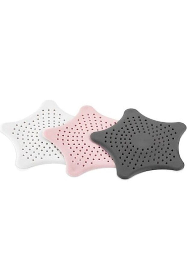 3 Pieces Star Silicone Sink and Bathtub Strainer, Sink Stopper (Anthracite-Pink-White) S-114