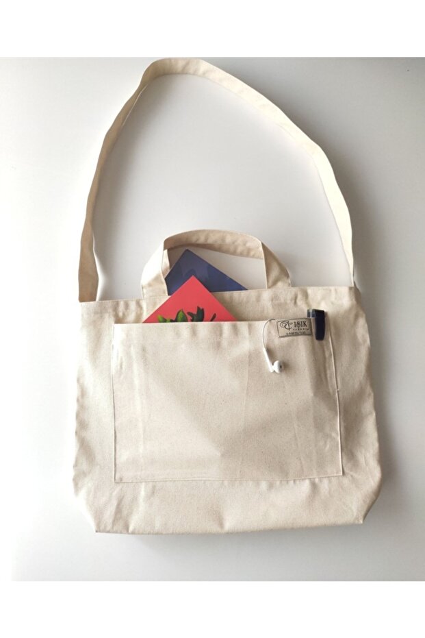 Natural Canvas Fabric Double Handle Bag