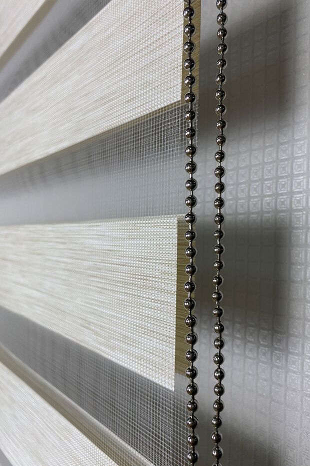 Ithal Bambu Krem Bambu Stor Zebra Perde Etek Dilimsiz - 4