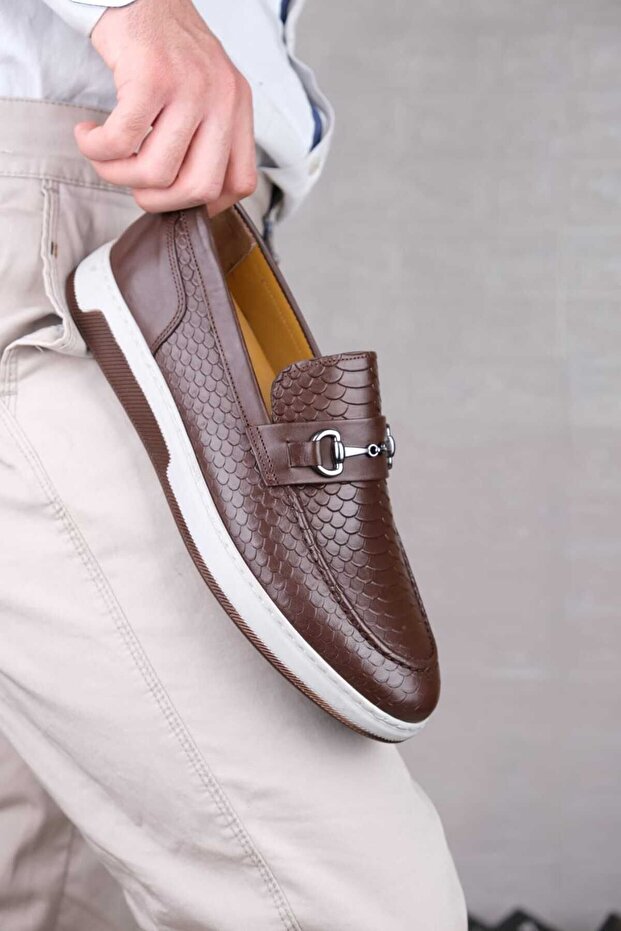 Genuine Leather, Buckle Loafer Men's Shoes