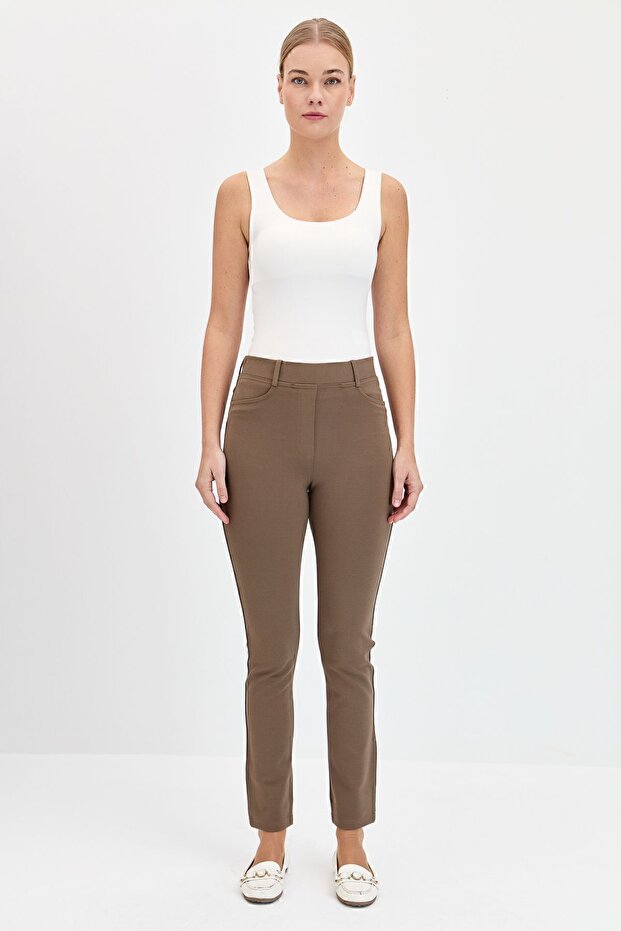 Women's 5-Pocket Leggings Trousers Camel
