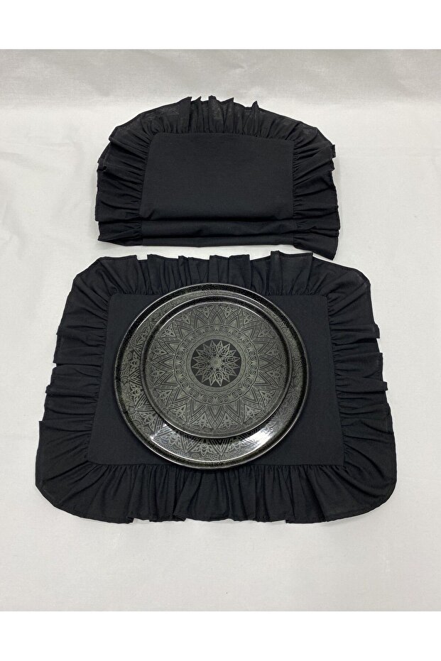 Cotton Polyester Ruffled 2-Piece American Service Plate Rectangular 35X45 cm