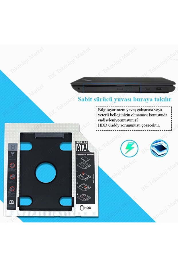 9.5mm Sata 3.0 2.5 Inch Notebook Hdd Ssd Caddy Kızak Kutu - 3